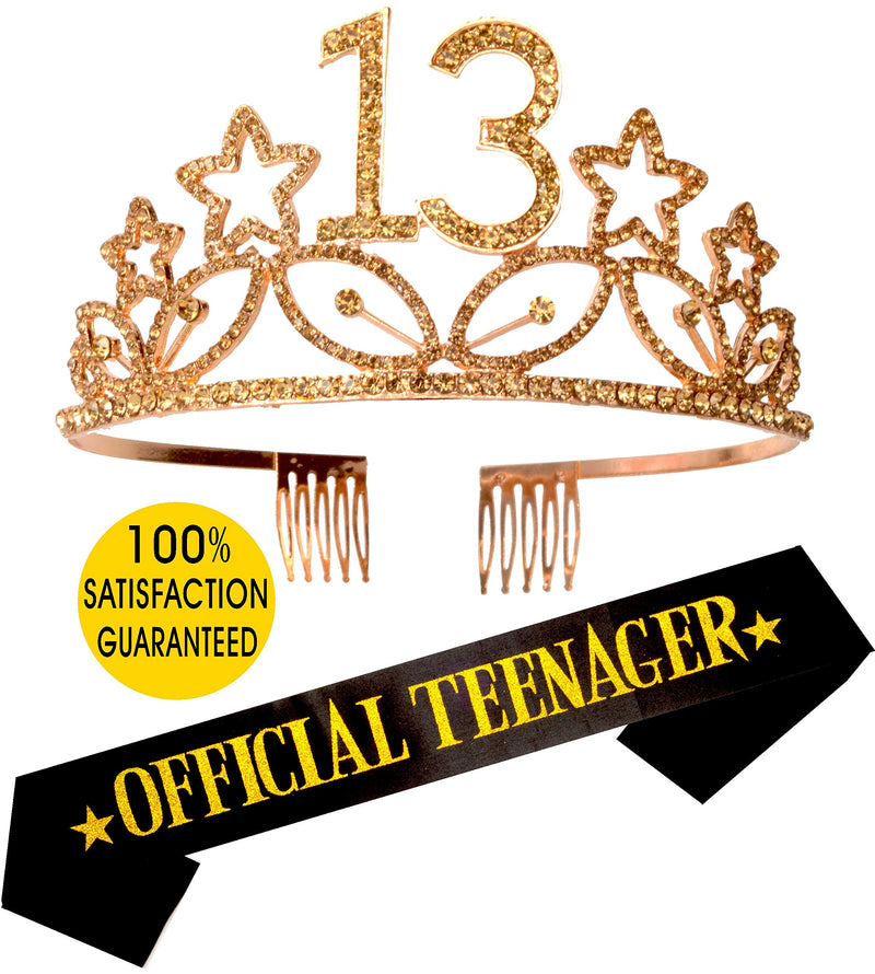 13th Birthday, 13 Birthday Tiara Gold, 13th Birthday Decorations for Girls, 13 Tiara, 13th