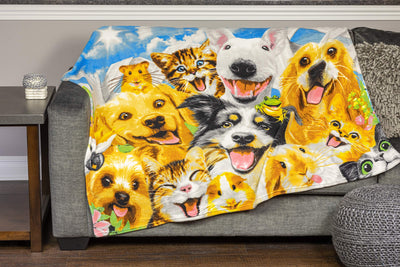 Fleece Throw Blanket by Howard Robinson (Backyard Pals Dogs and Cats