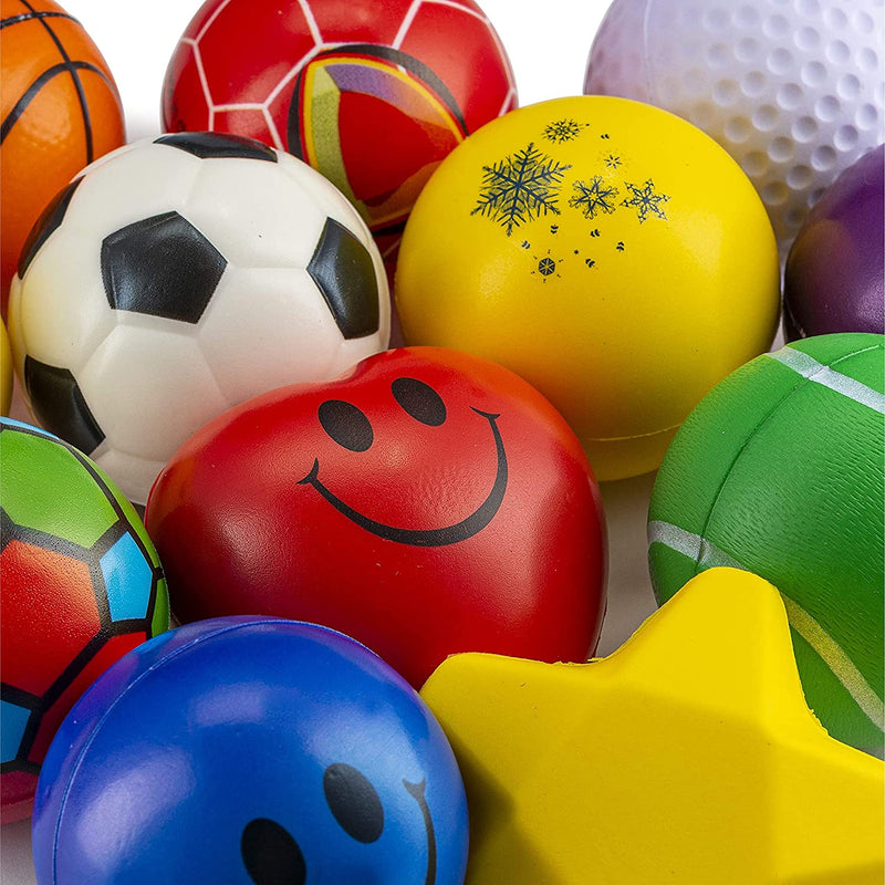 24 Stress Balls - Bulk Pack Of 2.5" Stress Balls - Treasure Box Classroom Prizes, Party