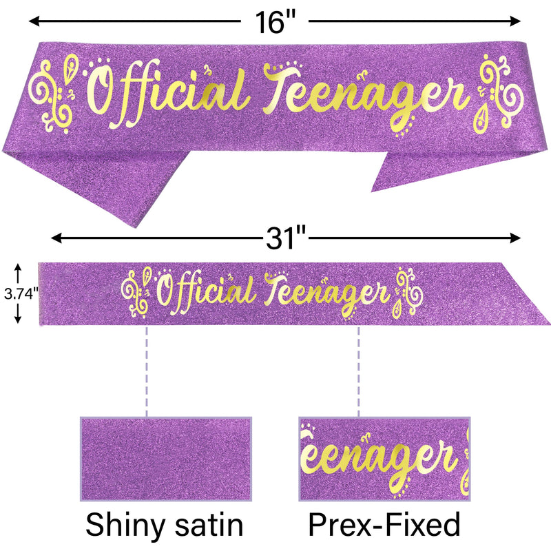 13th Birthday Sash And Tiara For Girls - Fabulous Set: Glitter Sash + Ripples