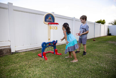 3-in-1 Kids Sports Center: Basketball Hoop, Soccer Goal, Ring Toss Playset - Indoor