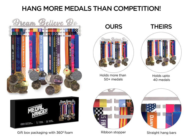 Race Medal Display Running Medal Hanger Display Marathon Medal Display Case Holds Max 50