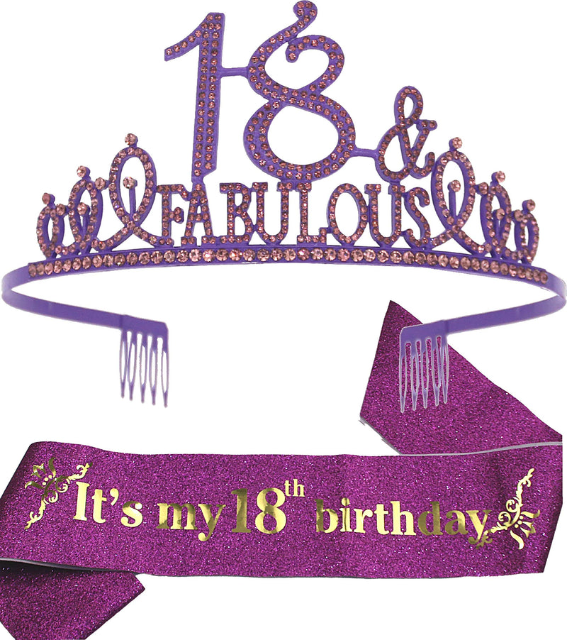 18th Birthday, 18th Birthday Sash, 18th Birthday Tiara Purple, 18th Tiara and Sash, 18th