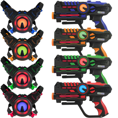 ArmoGear Laser Tag  Laser Tag Guns with Vests Set of 4  Multi Player Lazer Tag Set