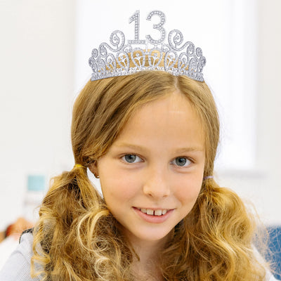 13th Birthday Sash And Tiara For Girls - Fabulous Set: Glitter Sash + Ripples