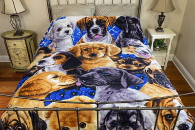 Super Soft Full/Queen Size Plush Fleece Blanket By Jenny Newland, 75" X 90" (Puppy)