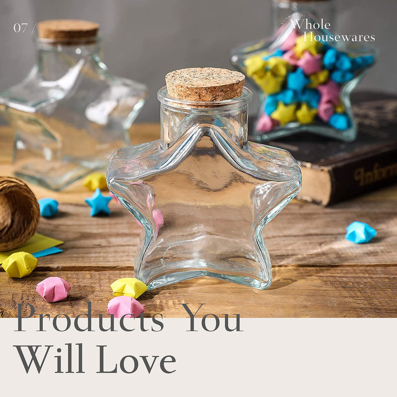 Heart Shaped Glass Favor Jars With Cork Lids | Set Of 12 | 5Oz Glass Wish Bottles