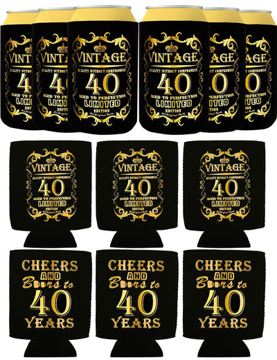 Cheers To 40th Years, 40th Birthday Can Cooler Bottle Cooler, 40th Birthday Gifts for Men