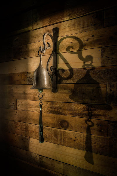 2WAYZ Dinner Bell, Cast Iron Design, Featured on an Antique Vintage Rustic Farmhouse