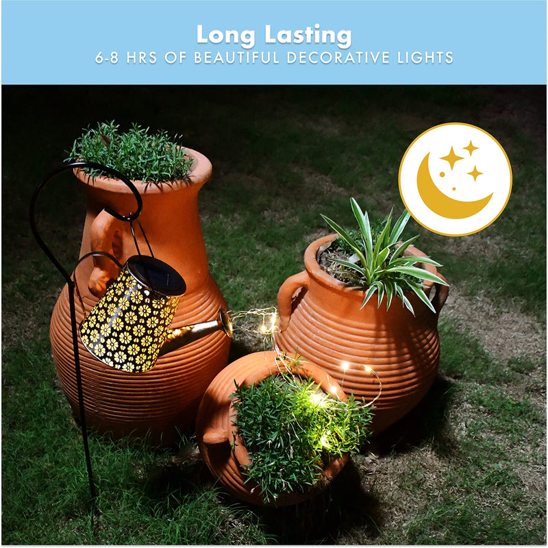 Outdoor Solar Lantern - Solar Watering Can With Cascading Lights