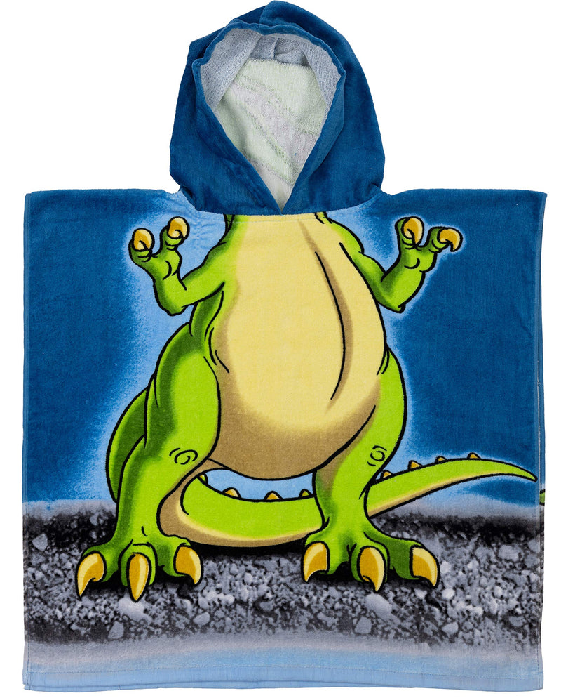 Kids Super Soft Plush T-Rex Dinosaur Cotton Hooded Poncho Bath Beach Pool