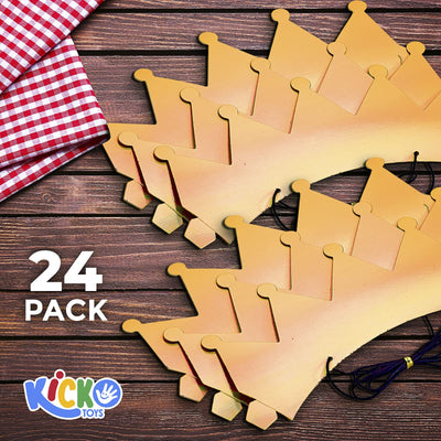 Kicko Mini Holographic Gold Crowns - 24 Pack - for Kids, Party Favors, Stocking Stuffers