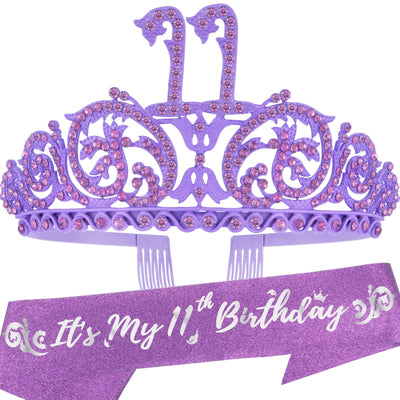 11th Birthday Gifts for Girls, 11th Birthday Tiara and Sash, 11th Birthday Decorations