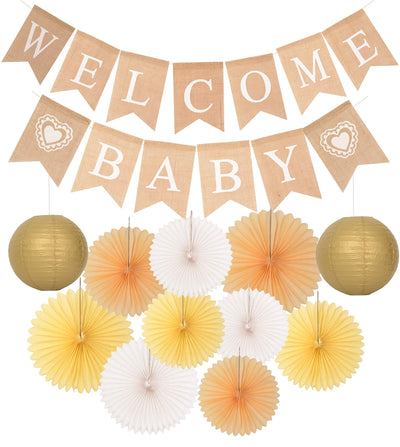 Welcome Baby Party Decoration | Rustic Welcome Baby Burlap Banner | Baby Shower