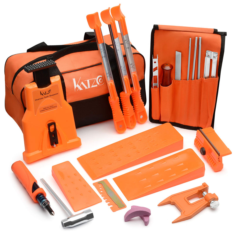 Katzco Deluxe Chainsaw Sharpener Kit with Storage Bag - 20 Pieces - Sharpening Set