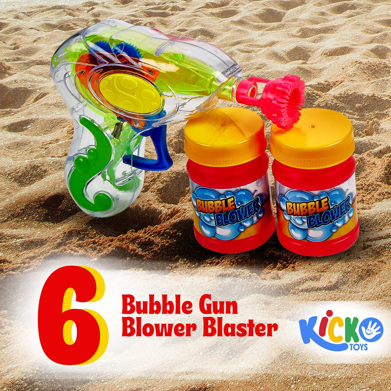 Kicko Bubble Gun Blower Blaster with Bubble Solution Sets - 6 Pack - 4.75 Inch