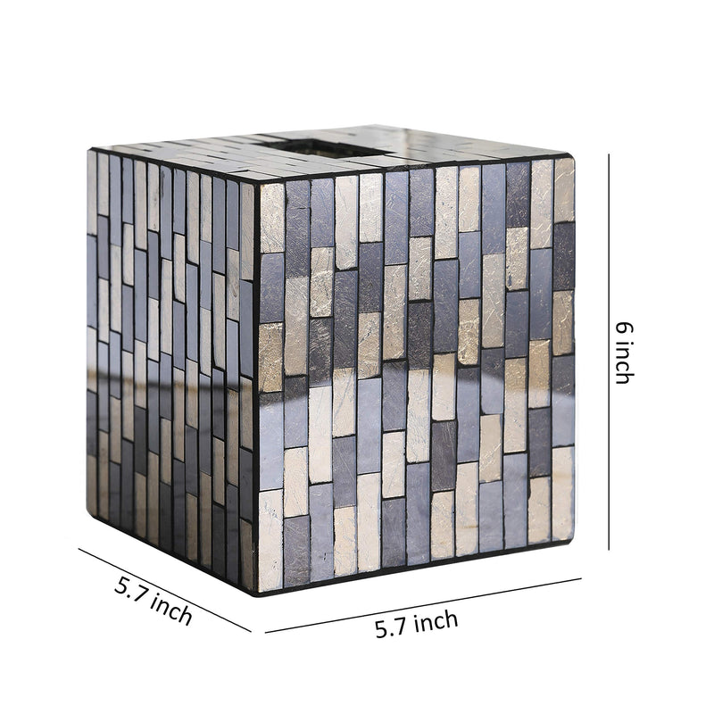 Mosaic Glass Tissue Holder Decorative Tissue Cover Square Box (Multi