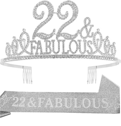 22nd Birthday Gifts for Women, 22nd Birthday Crown and Sash for Women, 22nd Birthday