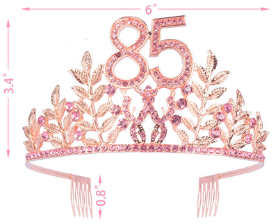 85th Birthday Gifts for Women, 85th Birthday Tiara and Sash, 85 Fabulous Sash and Crystal