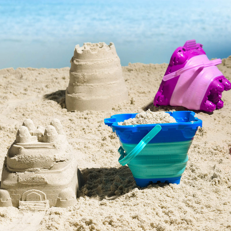 Foldable Beach Pail Collapsible Buckets Castle Mold Sandcastle Toy Set Multi Purpose