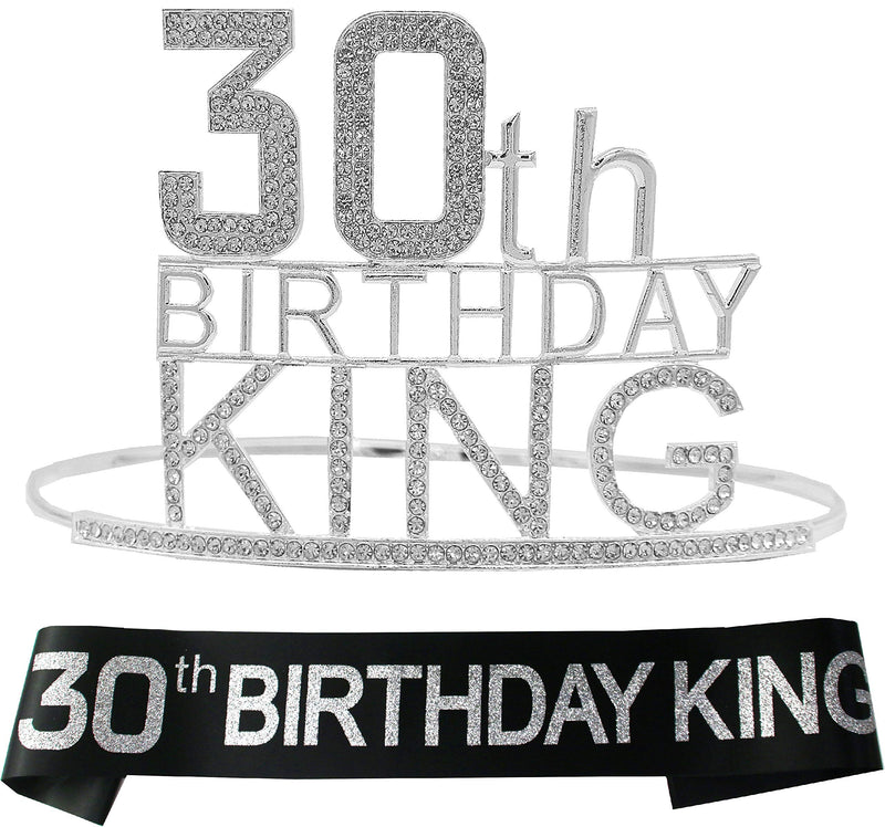 30th Birthday King Crown, 30th Birthday Gifts for Men, 30th Birthday King Sash, 30th