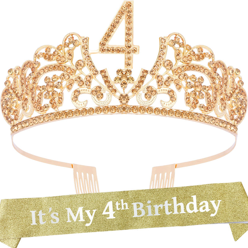 4th Birthday, 4th Birthday Gifts for Girl, 4th Birthday Tiara and Sash, 4th Birthday