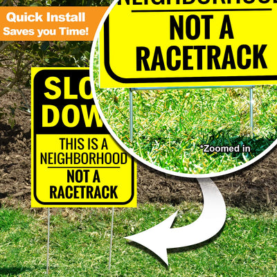 Signs Slow Down Sign - This Is A Neighborhood, Not A Racetrack - 4mm Double-Side