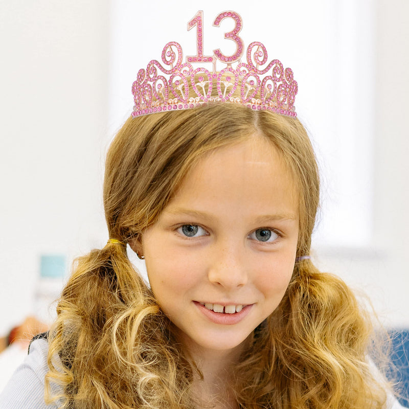 13th Birthday Sash And Tiara For Girls - Fabulous Set: Glitter Sash + Ripples