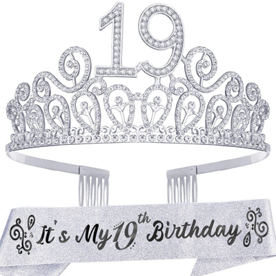 19th Birthday, 19th Birthday Gifts, 19th Birthday Crown, 19th Birthday Sash and Crown