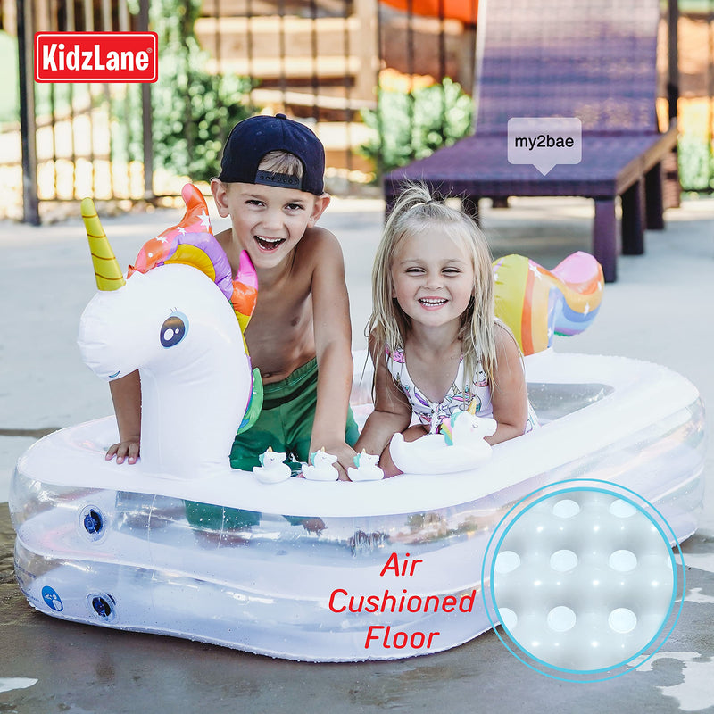 Kidzlane Unicorn Pool for Kids with Unicorn Pool Toys | Small Inflatable Kiddie Pool