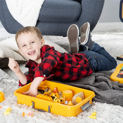 Tractor Sand Play Set, Toy Sensory Bin for Kids with Lid, 2 Lbs of Sand, Construction Site