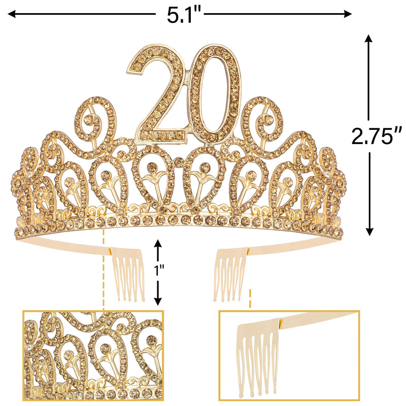 20th Birthday, 20th Birthday Decorations for Women, 20th Birthday Tiara and Sash, 20th