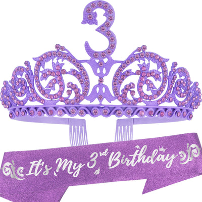 3rd Birthday, 3rd Birthday Tiara and Sash, 3rd Birthday Decorations for Girls, 3rd