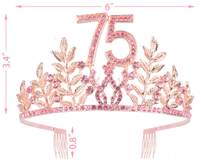 75th Birthday Gifts for Women, 75th Birthday Tiara and Sash, 75 Fabulous Sash and Crystal