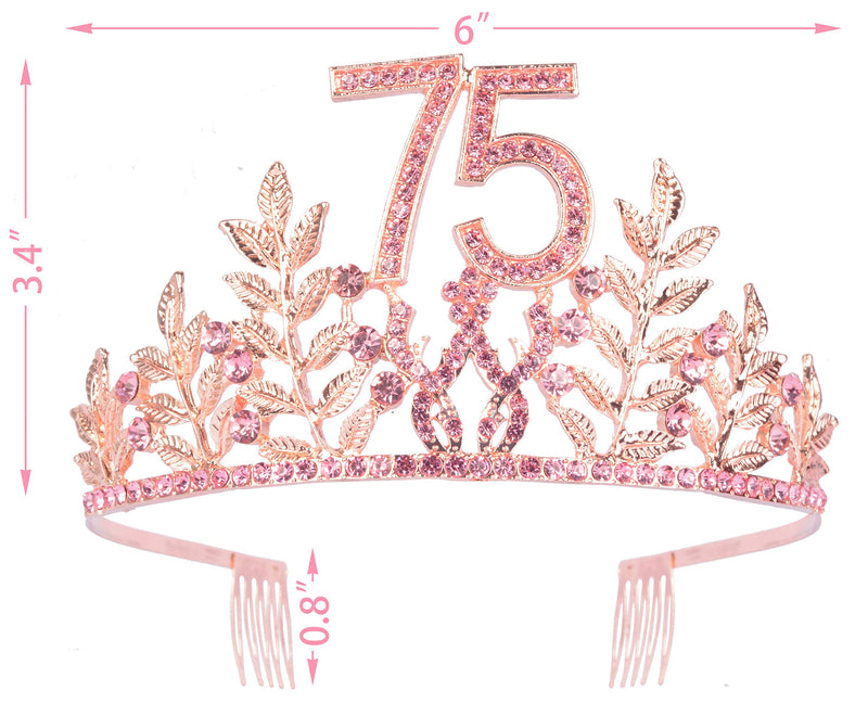 75th Birthday Gifts for Women, 75th Birthday Tiara and Sash, 75 Fabulous Sash and Crystal