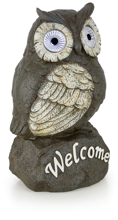 Welcome Owl Solar Powered Outdoor Decor LED Garden