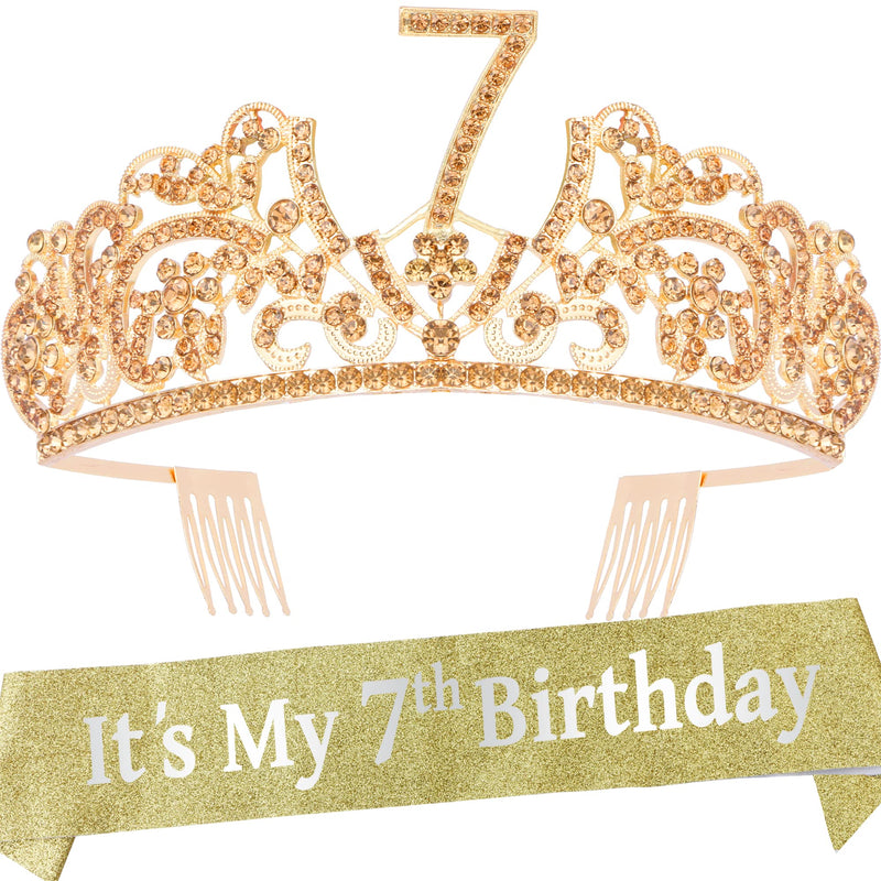 7th Birthday Gifts for Girl, 7th Birthday Tiara and Sash, 7th Birthday Decorations