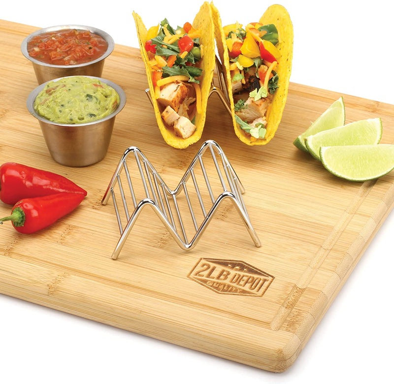 Taco Holders Set of 2 Premium Stainless Steel Stackable Stands, Each Rack Holds 1 or 2