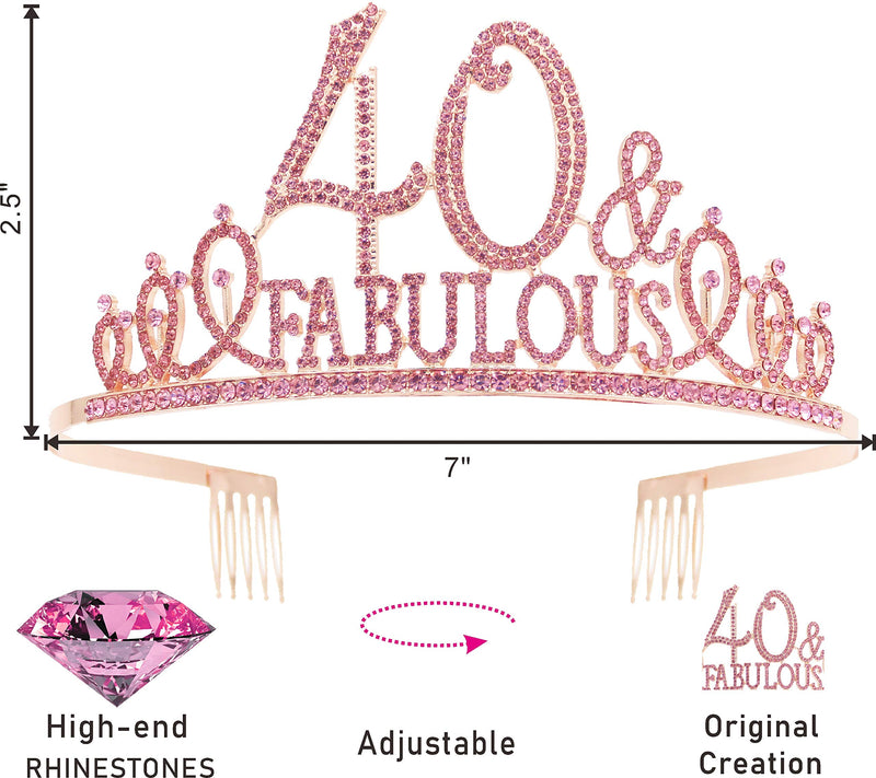 40th Birthday, 40th Birthday Tiara Pink, 40 Tiara and Sash, 40th Crown, 40th Birthday