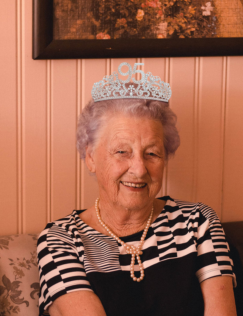 95th Birthday Gifts for Women, 95th Birthday Crown and Sash for Women, 95th Birthday