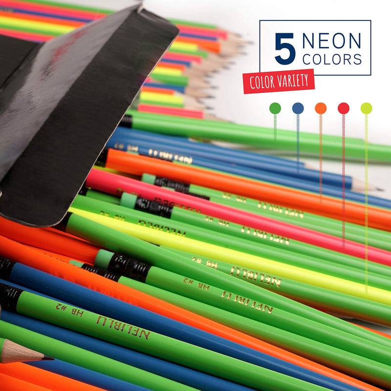 Premium Quality Pencils In Bulk 150 Neon 2 Sharpened Wood Pencils For Kids And Adults