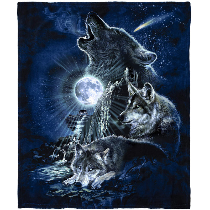 Super Soft Plush Fleece Throw Blanket (Eclipse Wolves