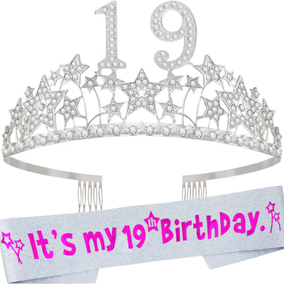 19th Birthday Gifts for Girls, 19th Birthday Tiara and Sash, 19th Birthday Decorations