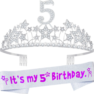 5th Birthday Gifts for Girls, 5th Birthday Tiara and Sash, 5th Birthday Decorations