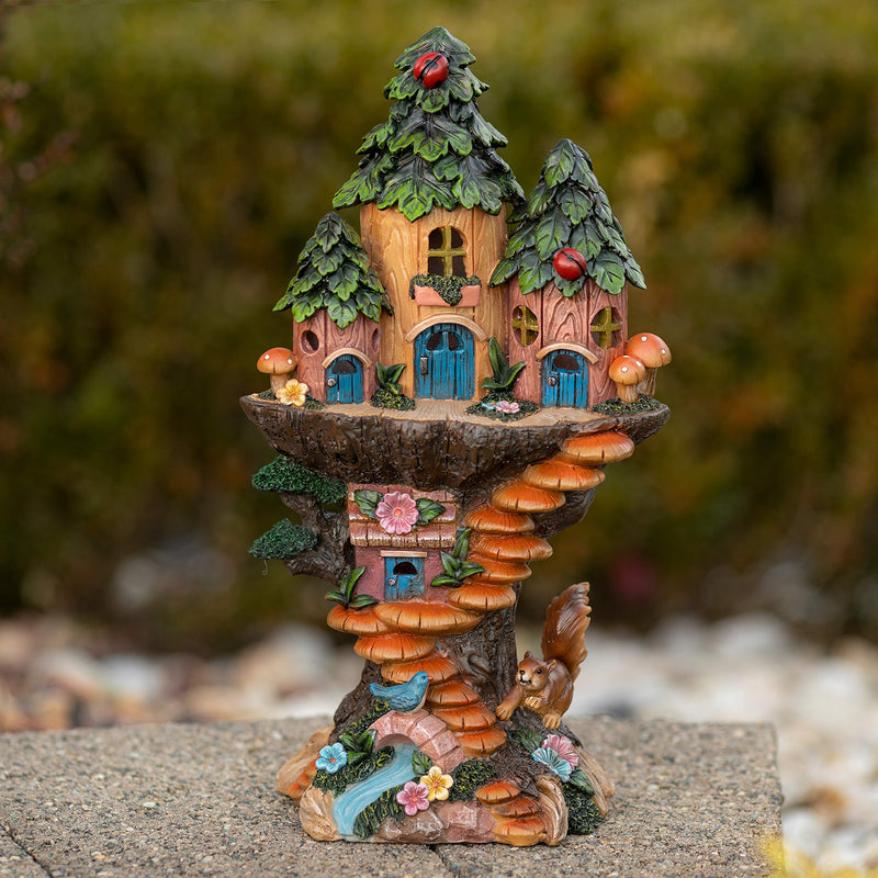 VP Home Mystic Gnome Treehouse Solar Powered LED Outdoor Decor Garden