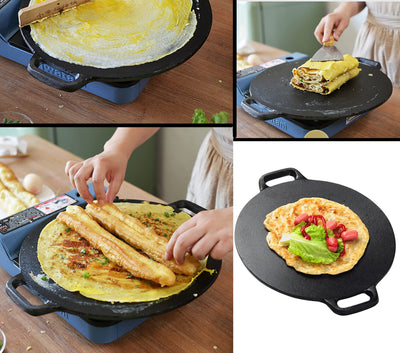 Bruntmor Pre-Seasoned Cast Iron Grill Pan for Outdoor/Indoor Cooking. 16" Large Skillet