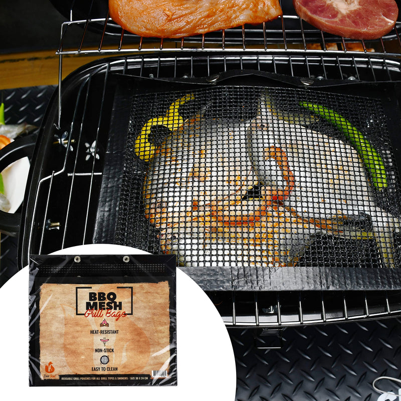 Bbq Mesh Grill Bag-Reusable Grill Pouches 3-Pack Large Non-Sticking Grilling