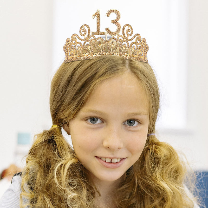 13th Birthday Sash And Tiara For Girls - Fabulous Set: Glitter Sash + Ripples