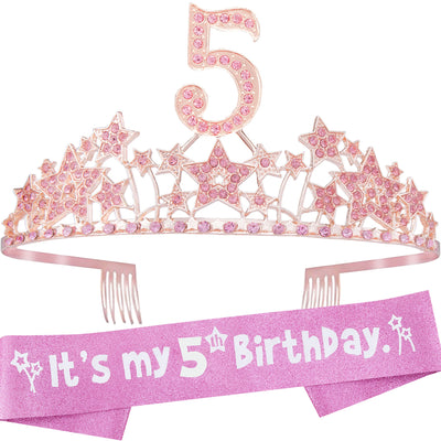 5th Birthday Gifts for Girls, 5th Birthday Tiara and Sash, 5th Birthday Decorations