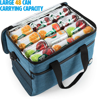 VP Home 48 Can Large Collapsible Insulated Cooler Bag for Travel Camping Beach Picnic BBQ